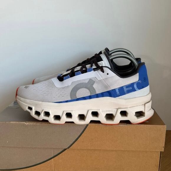 On Cloud Cloudmonster Frost/Cobalt Women Running Sneakers- SZ 9.5 - Picture 4 of 15